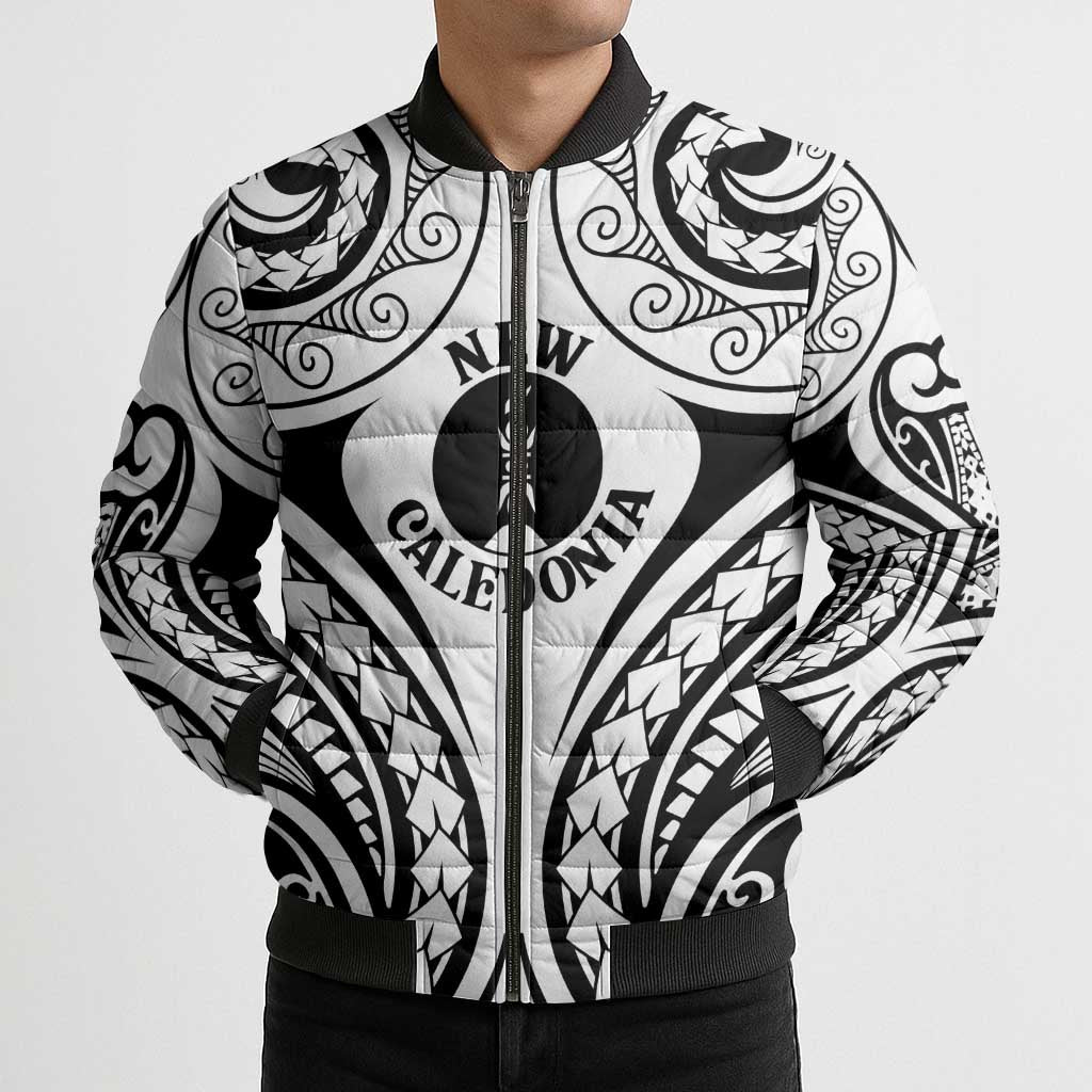 New Caledonia Day Bomber Puffer Jacket Polynesian Curves White Color LT05 - Polynesian Pride
