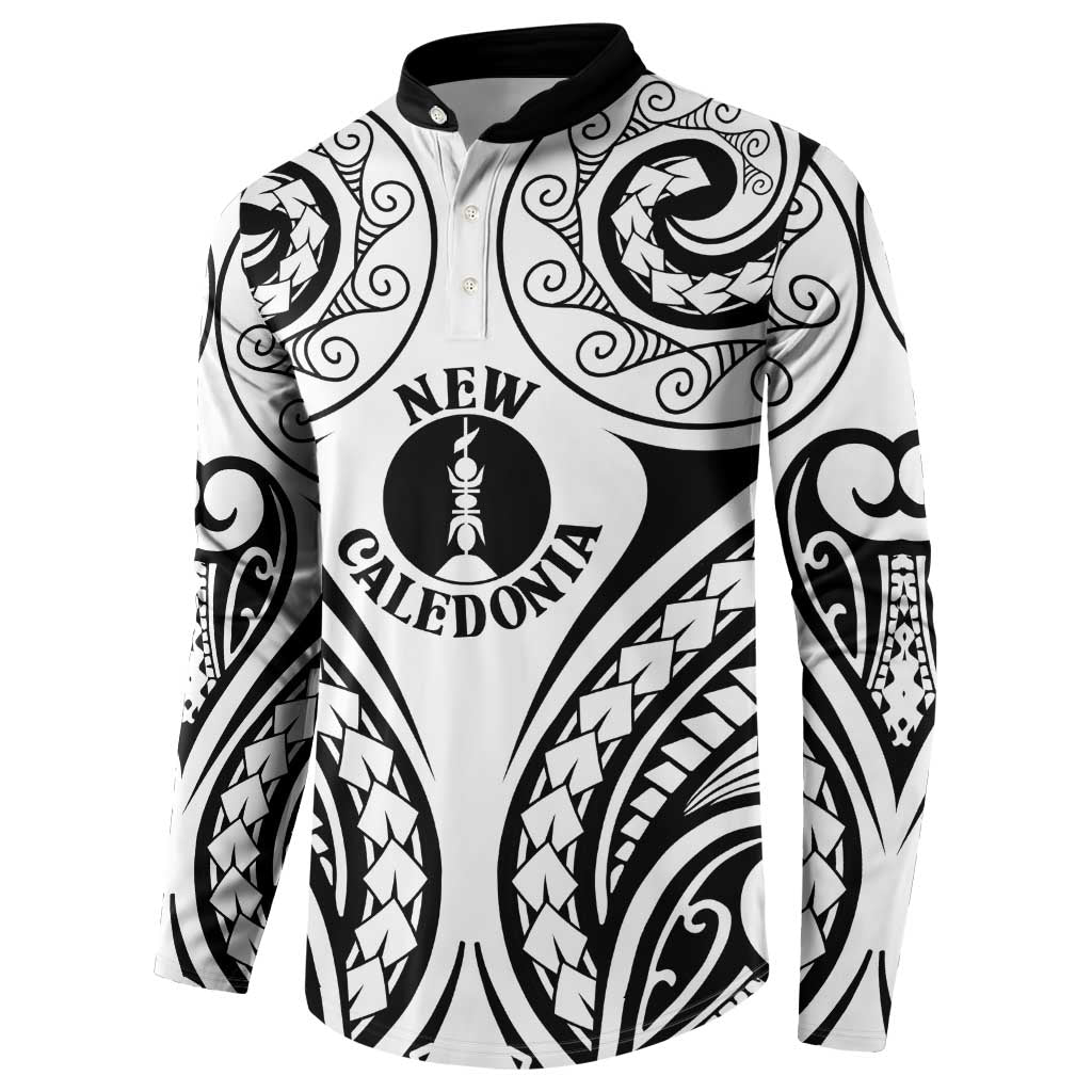 New Caledonia Day Button Sweatshirt Polynesian Curves White Color - Polynesian Pride