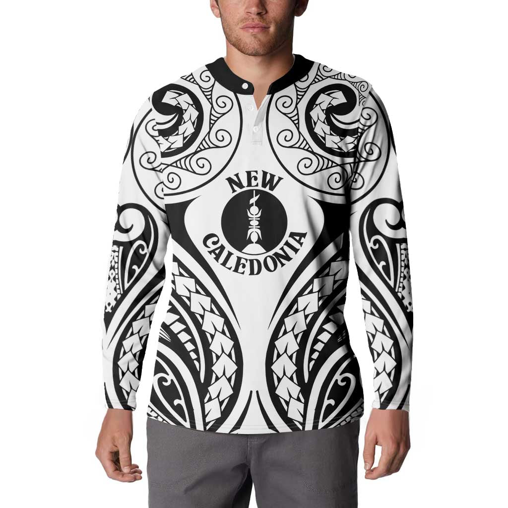 New Caledonia Day Button Sweatshirt Polynesian Curves White Color - Polynesian Pride