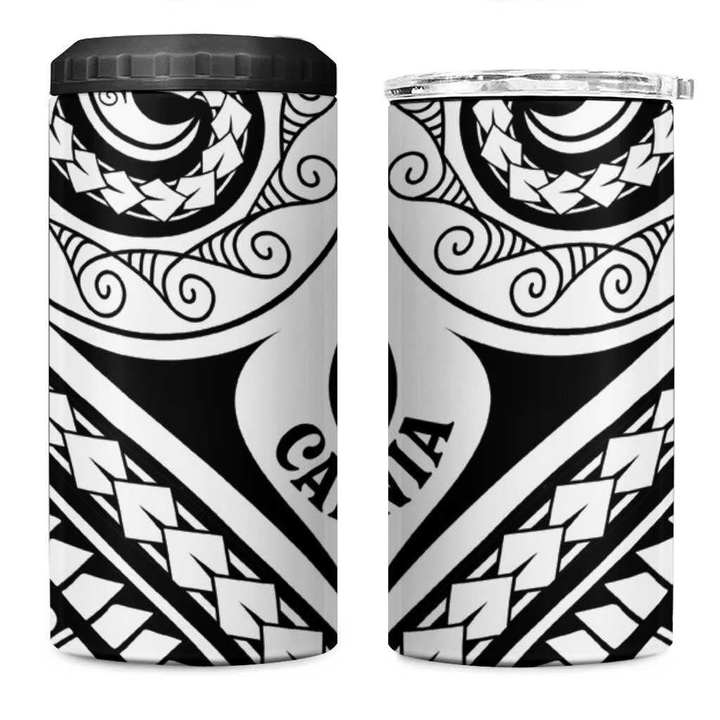 New Caledonia Day 4 in 1 Can Cooler Tumbler Polynesian Curves White Color LT05 One Size: 16 oz White - Polynesian Pride