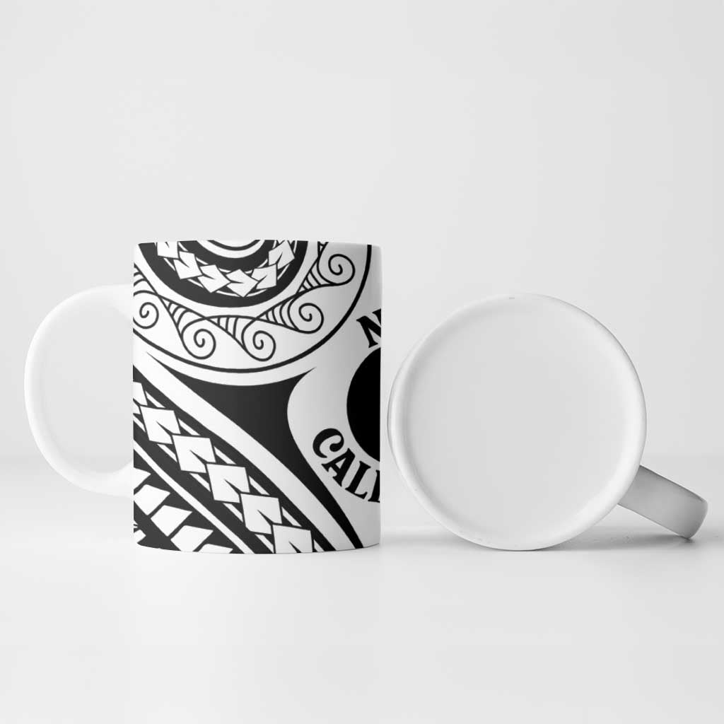 New Caledonia Day Ceramic Mug Polynesian Curves White Color - Polynesian Pride
