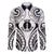 New Caledonia Day Family Matching Off Shoulder Short Dress and Hawaiian Shirt Polynesian Curves White Color - Polynesian Pride