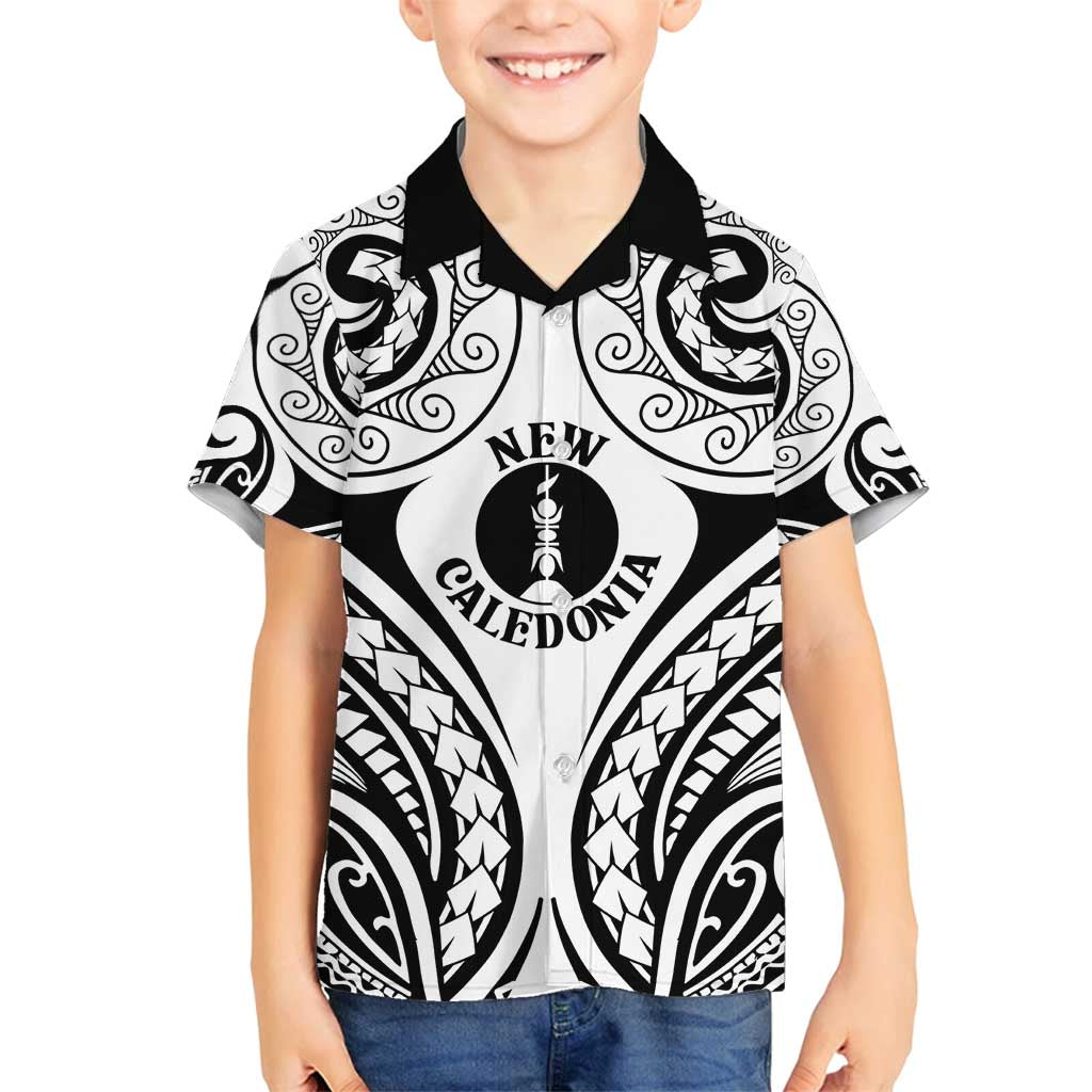 New Caledonia Day Family Matching Puletasi and Hawaiian Shirt Polynesian Curves White Color LT05 Son's Shirt White - Polynesian Pride