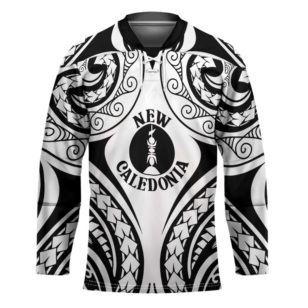 New Caledonia Day Hockey Jersey Polynesian Curves White Color - Polynesian Pride