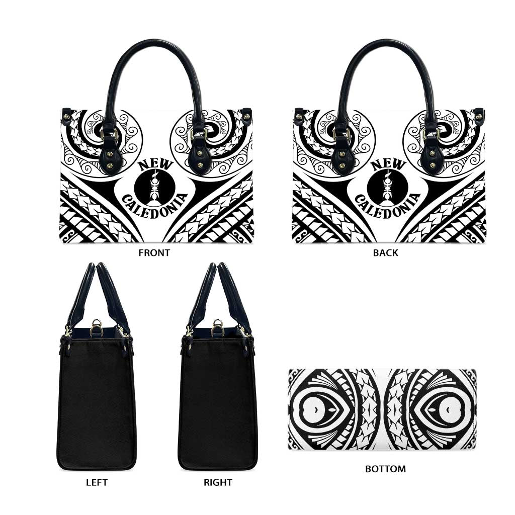 New Caledonia Day Leather Bag Polynesian Curves White Color - Polynesian Pride