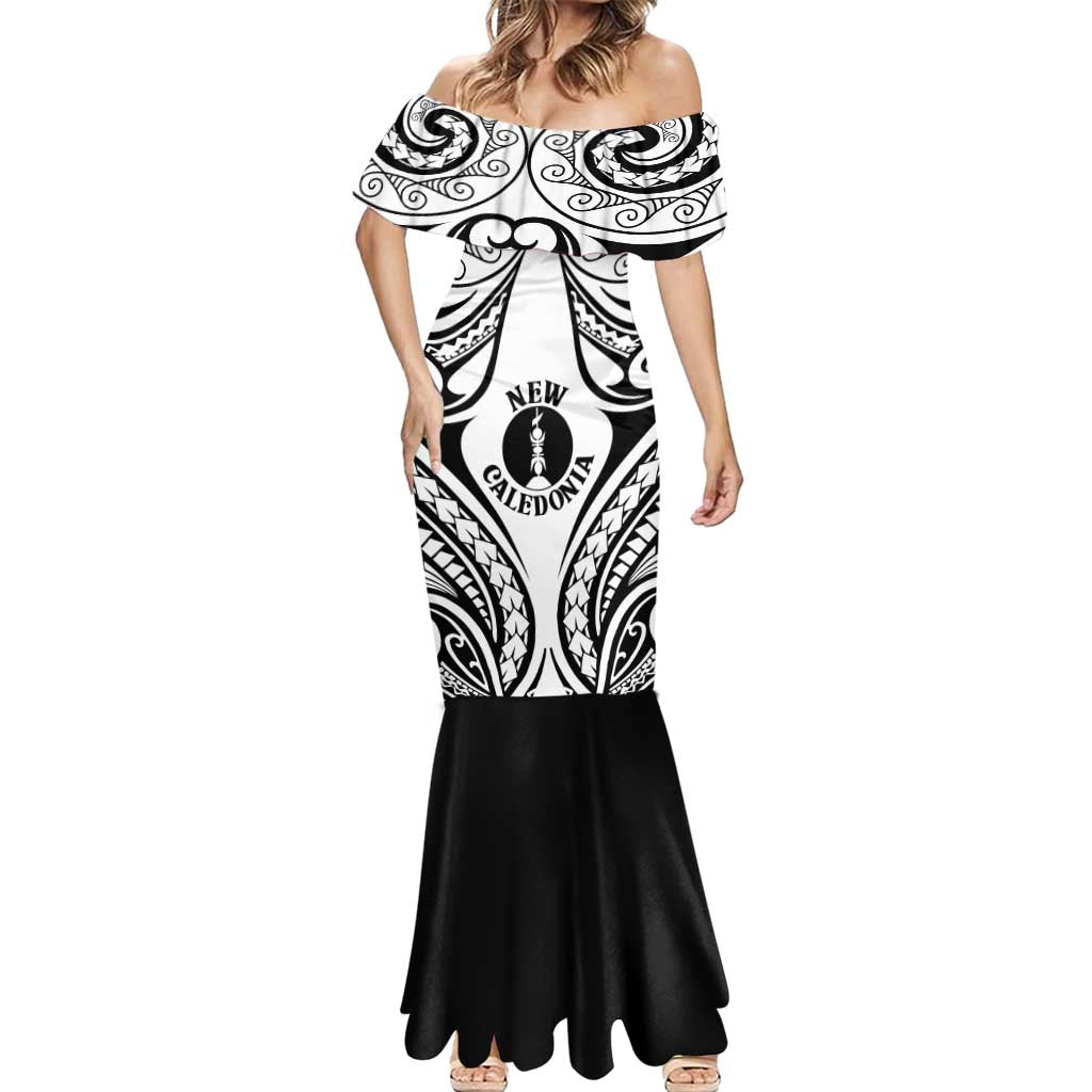 New Caledonia Day Mermaid Dress Polynesian Curves White Color - Polynesian Pride