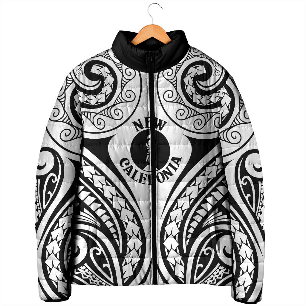 New Caledonia Day Padded Jacket Polynesian Curves White Color LT05 - Polynesian Pride