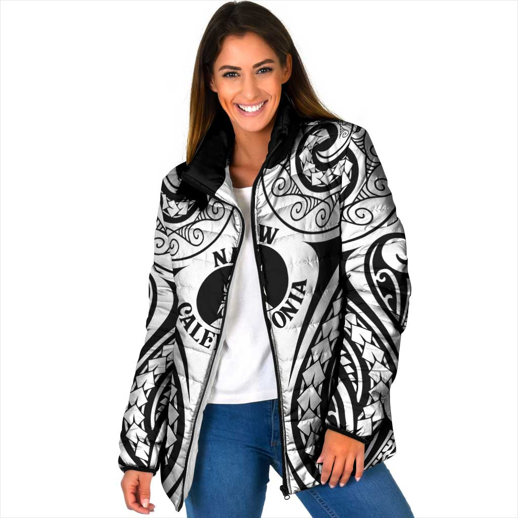 New Caledonia Day Padded Jacket Polynesian Curves White Color LT05 Women White - Polynesian Pride