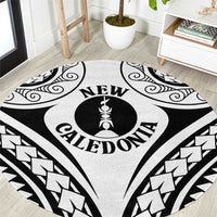 New Caledonia Day Round Carpet Polynesian Curves White Color - Polynesian Pride