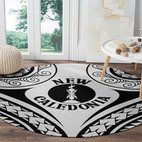 New Caledonia Day Round Carpet Polynesian Curves White Color - Polynesian Pride