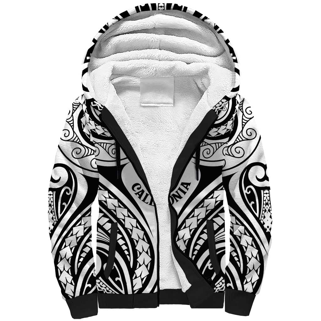 New Caledonia Day Sherpa Hoodie Polynesian Curves White Color LT05 Unisex White - Polynesian Pride