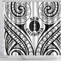 New Caledonia Day Shower Curtain Polynesian Curves White Color - Polynesian Pride