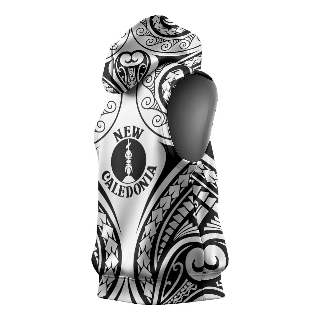 New Caledonia Day Sleeveless Hoodie Polynesian Curves White Color - Polynesian Pride