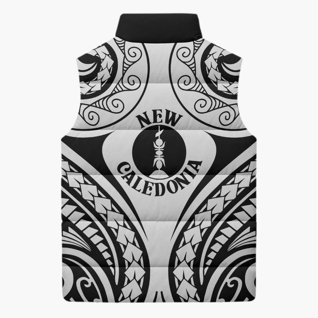 New Caledonia Day Sleeveless Puffer Jacket Polynesian Curves White Color LT05 - Polynesian Pride