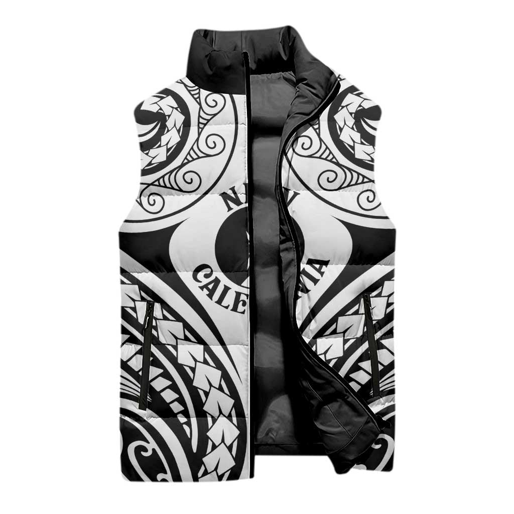New Caledonia Day Sleeveless Puffer Jacket Polynesian Curves White Color LT05 - Polynesian Pride