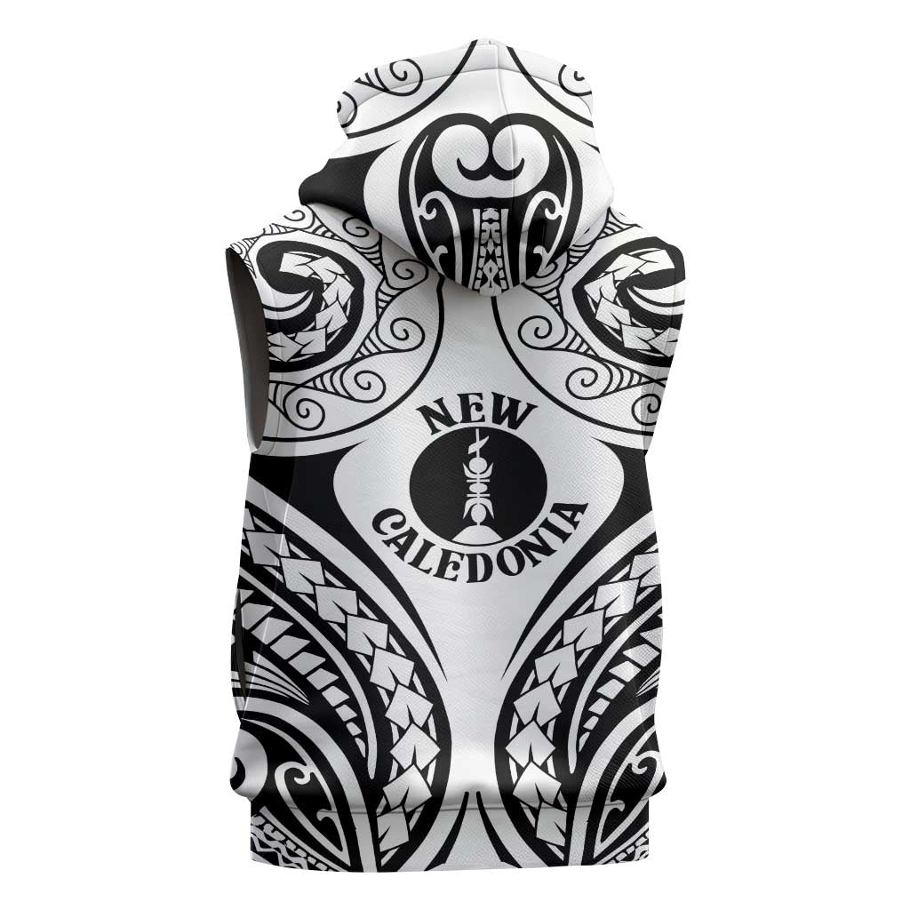New Caledonia Day Sleeveless Zip Hoodie Polynesian Curves White Color LT05 - Polynesian Pride