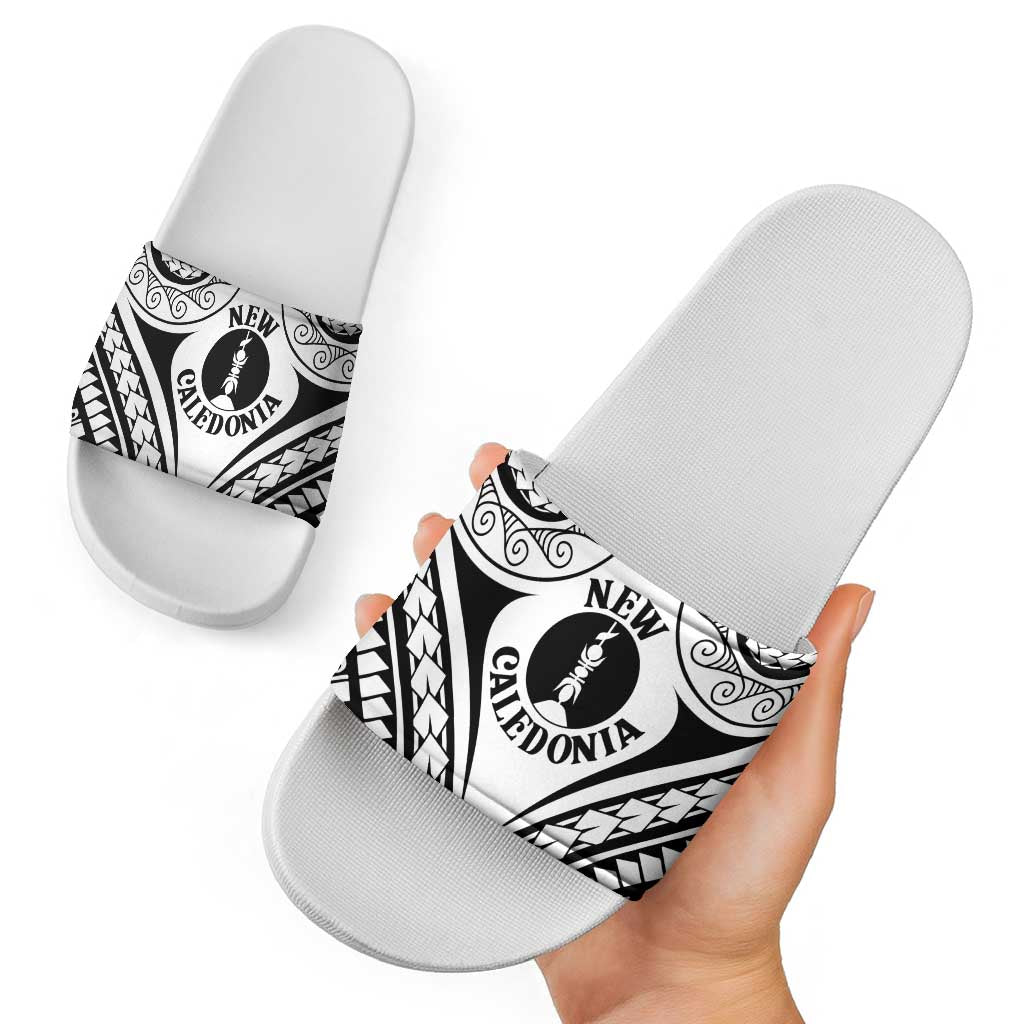 New Caledonia Day Slide Sandals Polynesian Curves White Color - Polynesian Pride