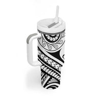 New Caledonia Day Tumbler With Handle Polynesian Curves White Color - Polynesian Pride