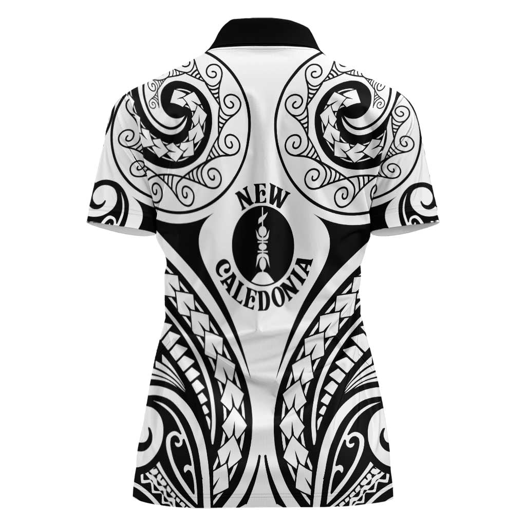 New Caledonia Day Women Polo Shirt Polynesian Curves White Color - Polynesian Pride