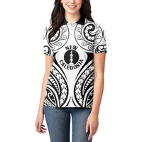 New Caledonia Day Women Polo Shirt Polynesian Curves White Color - Polynesian Pride