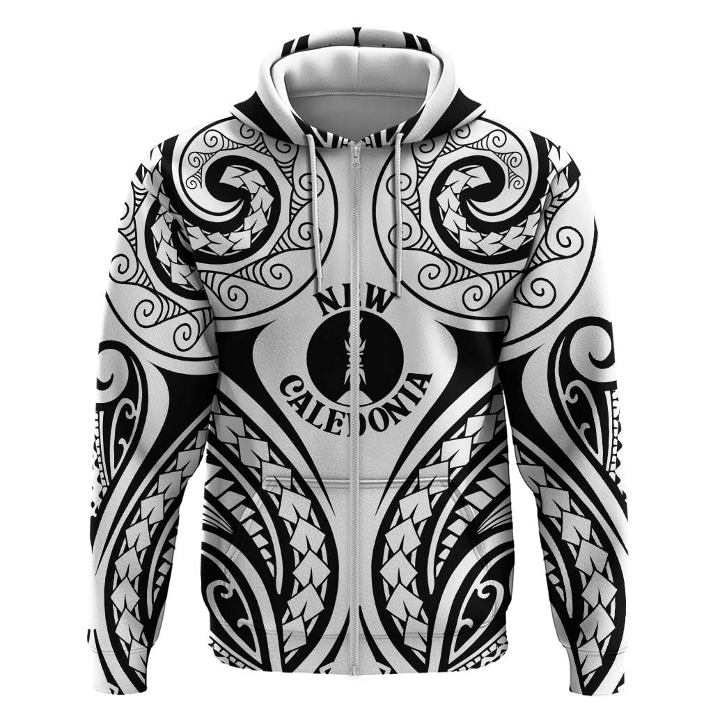 New Caledonia Day Zip Hoodie Polynesian Curves White Color LT05 Zip Hoodie White - Polynesian Pride