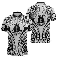 New Caledonia Day Zipper Polo Shirt Polynesian Curves White Color - Polynesian Pride