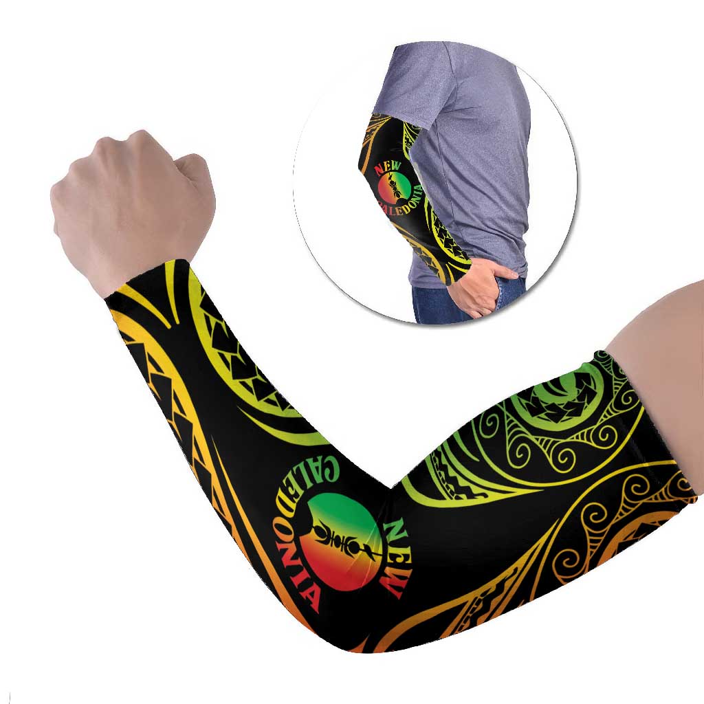 New Caledonia Day Arm Sleeves Polynesian Curves Reggae Color LT05 Set of 2 Reggae - Polynesian Pride