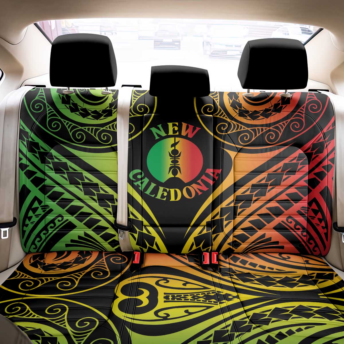 New Caledonia Day Back Car Seat Cover Polynesian Curves Reggae Color LT05 - Polynesian Pride