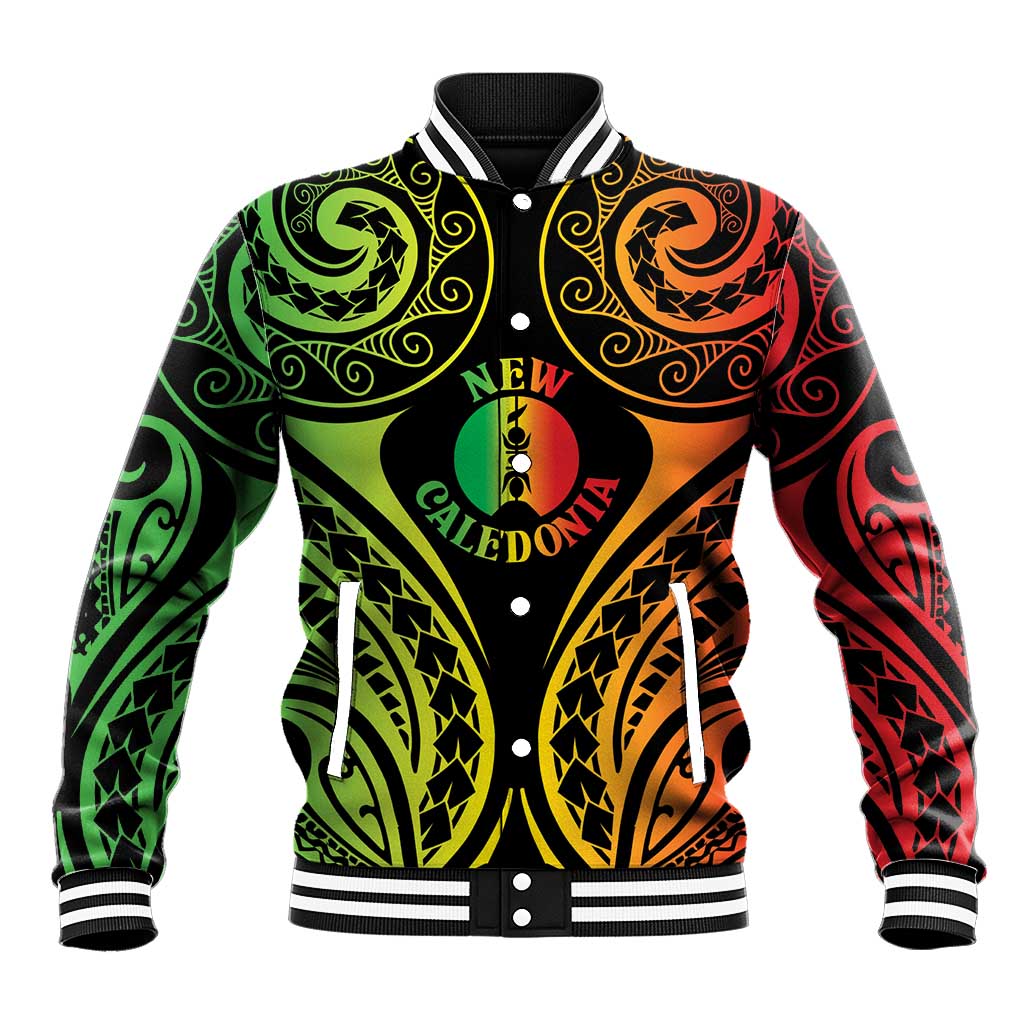 New Caledonia Day Baseball Jacket Polynesian Curves Reggae Color LT05 Unisex Reggae - Polynesian Pride