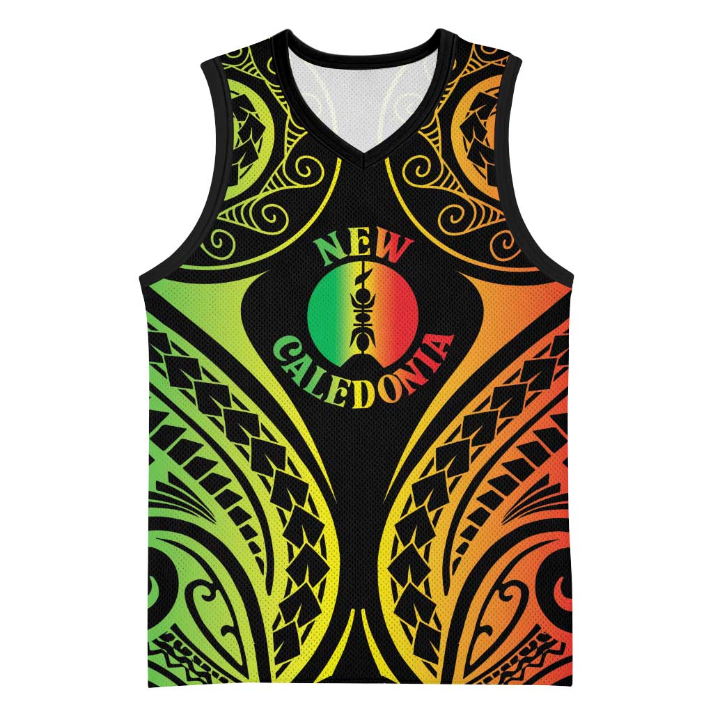 New Caledonia Day Basketball Jersey Polynesian Curves Reggae Color LT05 Unisex Reggae - Polynesian Pride