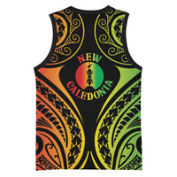 New Caledonia Day Basketball Jersey Polynesian Curves Reggae Color LT05 - Polynesian Pride