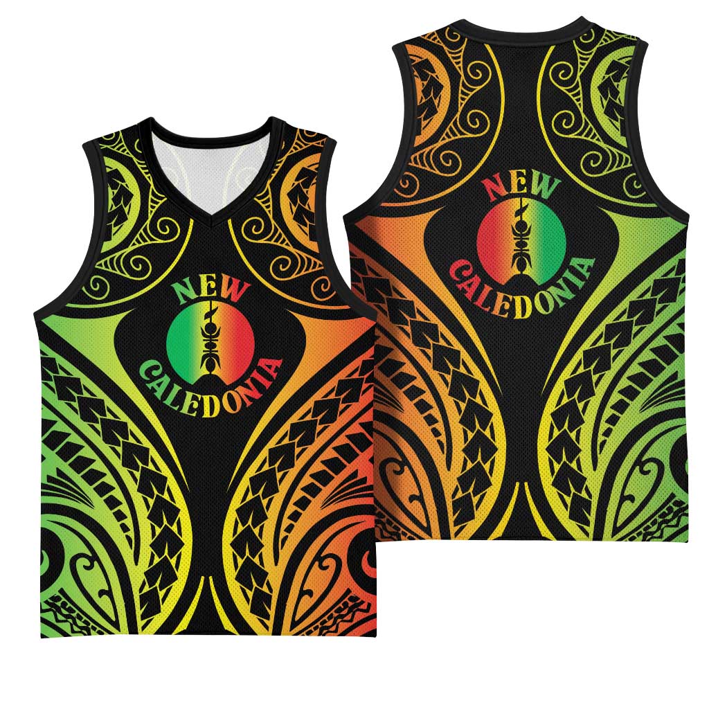 New Caledonia Day Basketball Jersey Polynesian Curves Reggae Color LT05 - Polynesian Pride