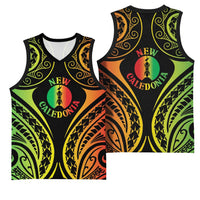 New Caledonia Day Basketball Jersey Polynesian Curves Reggae Color LT05 - Polynesian Pride