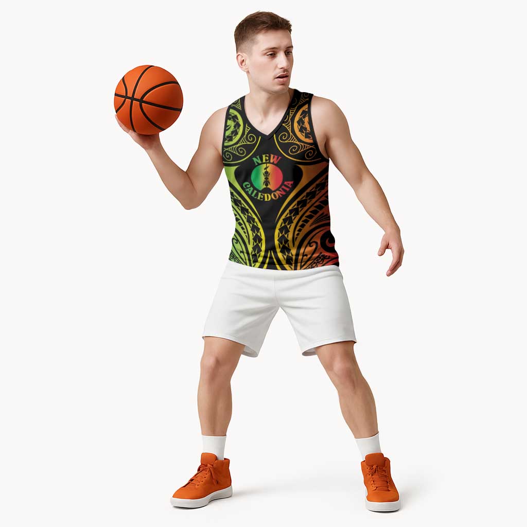 New Caledonia Day Basketball Jersey Polynesian Curves Reggae Color LT05 - Polynesian Pride