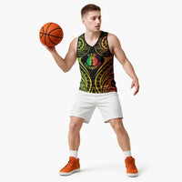 New Caledonia Day Basketball Jersey Polynesian Curves Reggae Color LT05 - Polynesian Pride