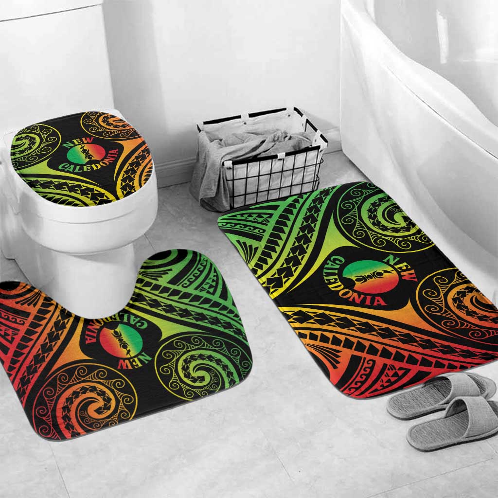 New Caledonia Day Bathroom Set Polynesian Curves Reggae Color - Polynesian Pride