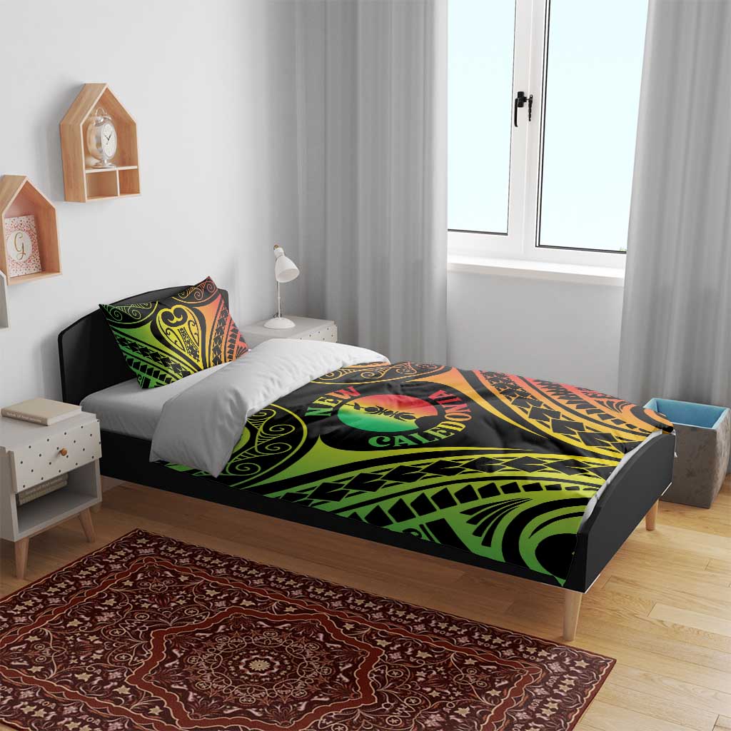 New Caledonia Day Bedding Set Polynesian Curves Reggae Color - Polynesian Pride