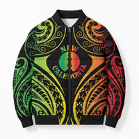 New Caledonia Day Bomber Puffer Jacket Polynesian Curves Reggae Color LT05 Unisex Reggae - Polynesian Pride