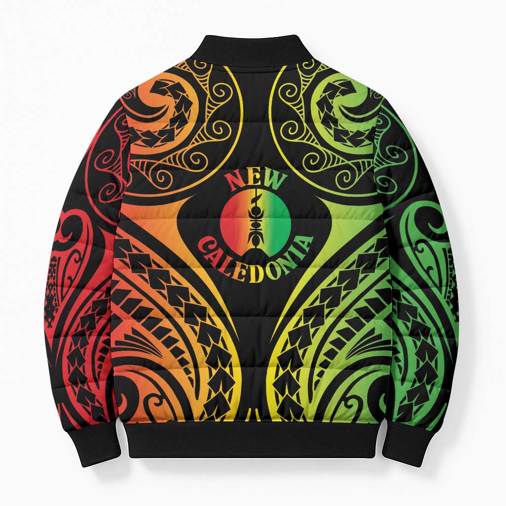 New Caledonia Day Bomber Puffer Jacket Polynesian Curves Reggae Color LT05 - Polynesian Pride