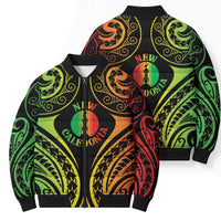 New Caledonia Day Bomber Puffer Jacket Polynesian Curves Reggae Color LT05 - Polynesian Pride