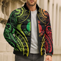 New Caledonia Day Bomber Puffer Jacket Polynesian Curves Reggae Color LT05 - Polynesian Pride