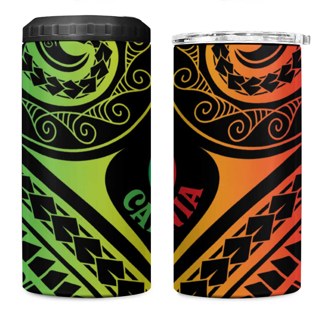 New Caledonia Day 4 in 1 Can Cooler Tumbler Polynesian Curves Reggae Color LT05 One Size: 16 oz Reggae - Polynesian Pride