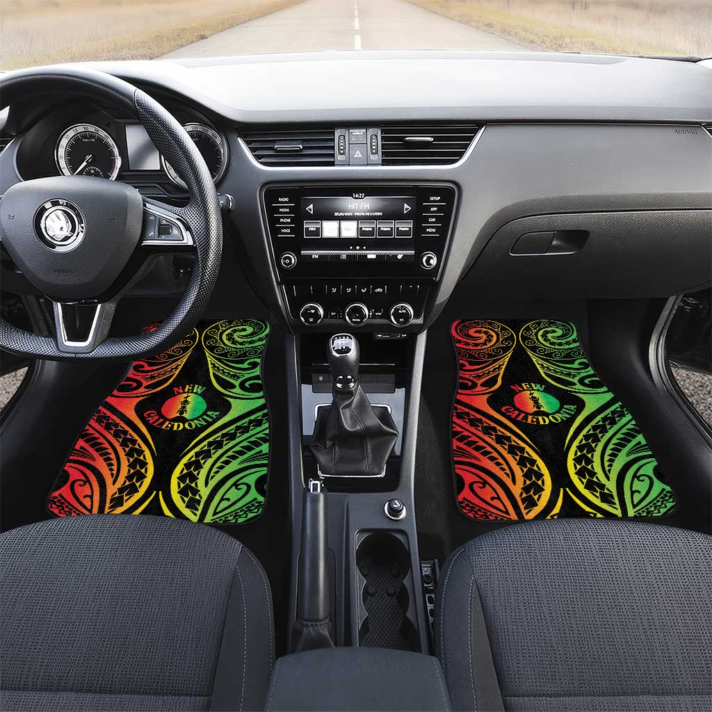 New Caledonia Day Car Mats Polynesian Curves Reggae Color - Polynesian Pride