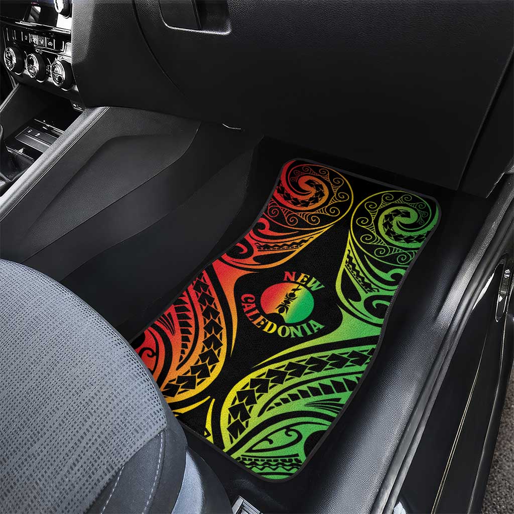 New Caledonia Day Car Mats Polynesian Curves Reggae Color - Polynesian Pride