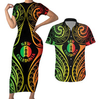 New Caledonia Day Couples Matching Short Sleeve Bodycon Dress and Hawaiian Shirt Polynesian Curves Reggae Color - Polynesian Pride