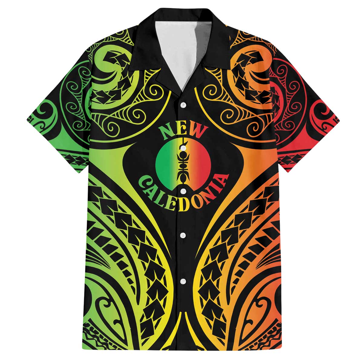 New Caledonia Day Family Matching Off The Shoulder Long Sleeve Dress and Hawaiian Shirt Polynesian Curves Reggae Color - Polynesian Pride