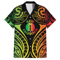 New Caledonia Day Family Matching Off The Shoulder Long Sleeve Dress and Hawaiian Shirt Polynesian Curves Reggae Color - Polynesian Pride