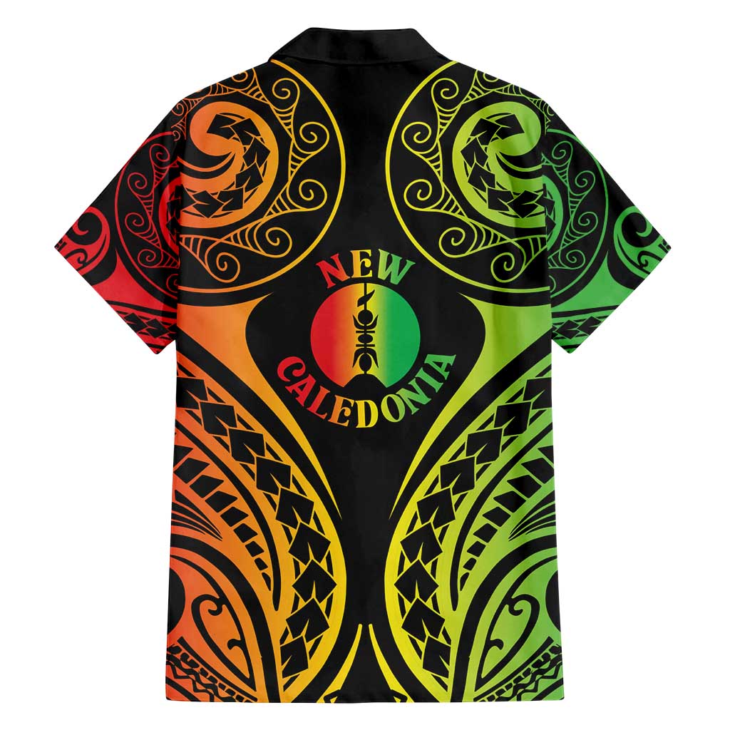 New Caledonia Day Family Matching Off Shoulder Short Dress and Hawaiian Shirt Polynesian Curves Reggae Color - Polynesian Pride