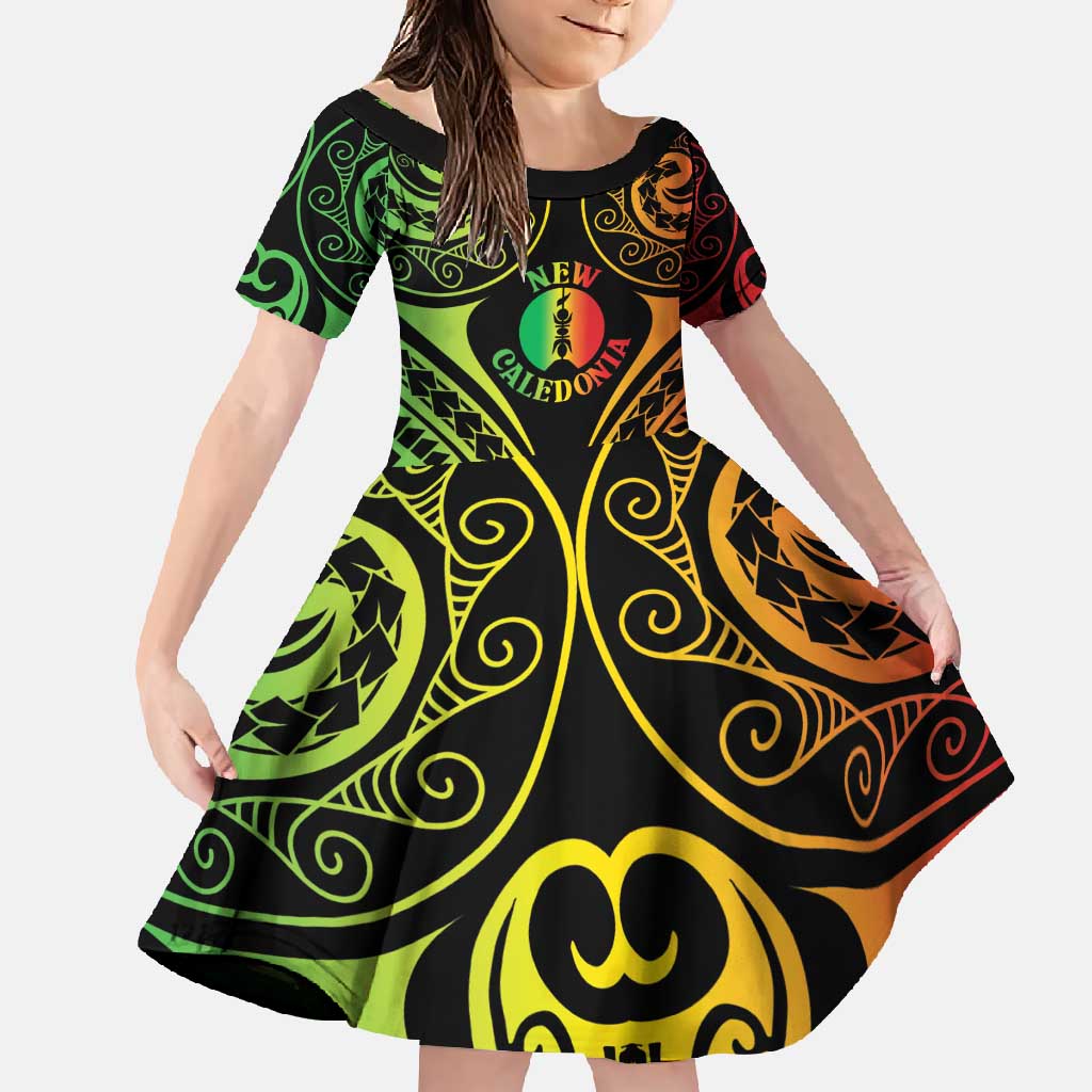 New Caledonia Day Family Matching Summer Maxi Dress and Hawaiian Shirt Polynesian Curves Reggae Color - Polynesian Pride
