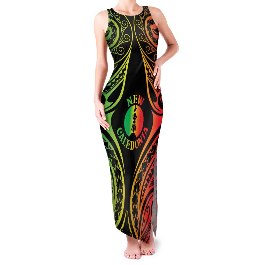 New Caledonia Day Family Matching Tank Maxi Dress and Hawaiian Shirt Polynesian Curves Reggae Color - Polynesian Pride